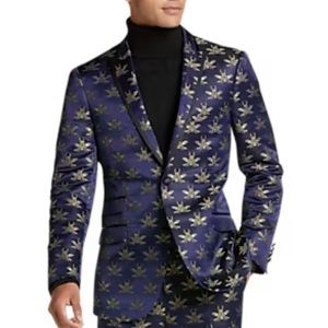 Paisley & Gray Slim Fit Dinner Jacket Gold & Navy Bees 42R.